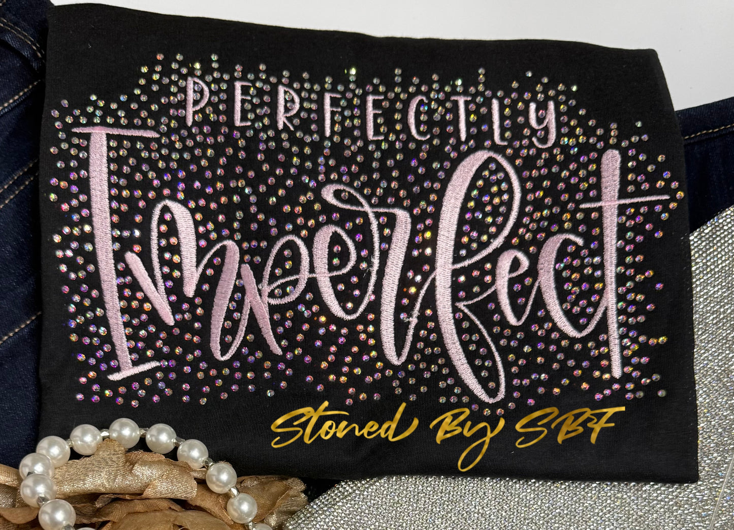 Perfectly Imperfect Embroidery Rhinestone Shirt