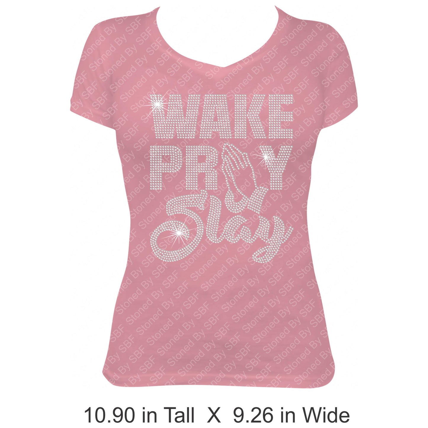 Wake, Pray, Slay Rhinestone Bling Shirt