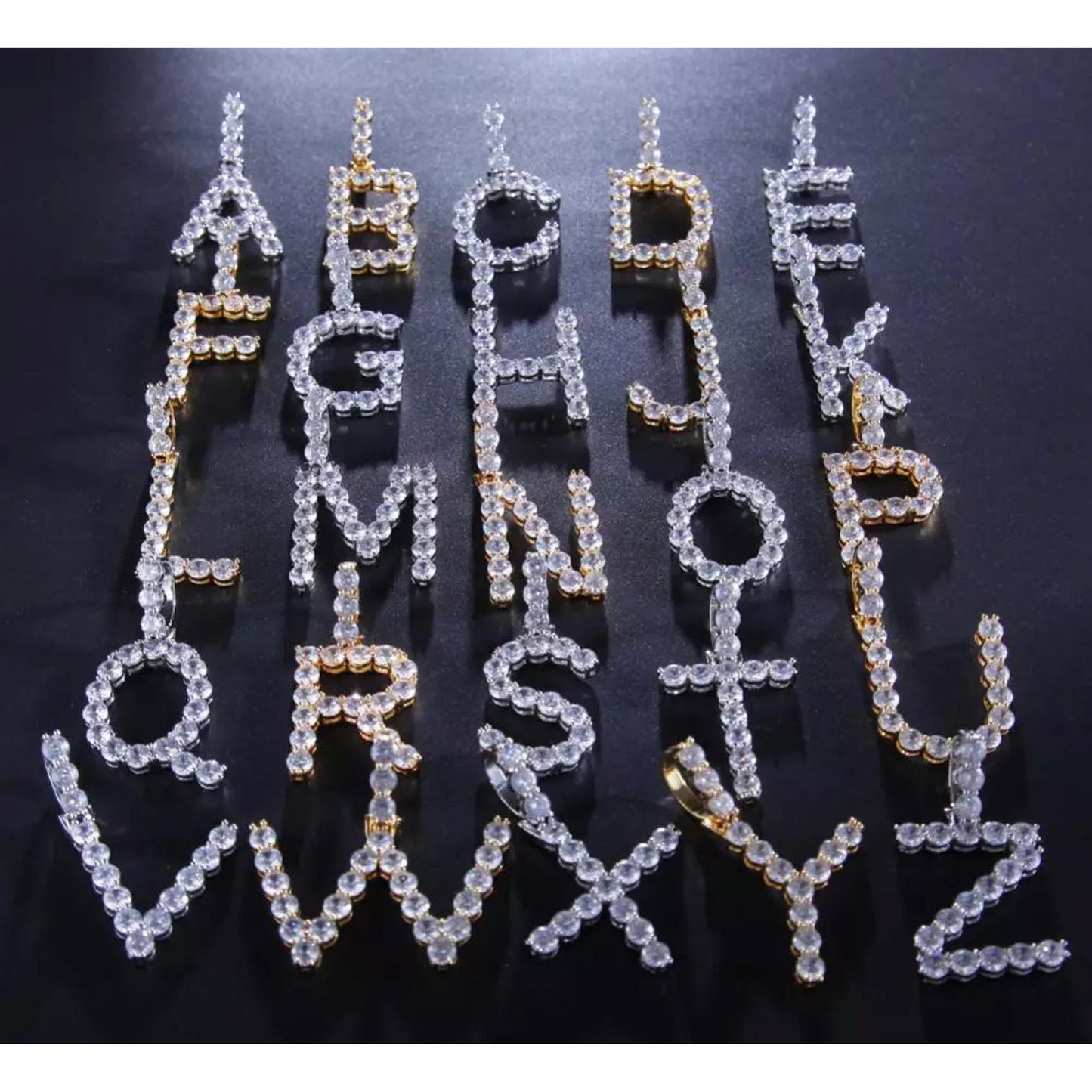 5mm Cubic Zirconia Initial Letter Necklace Pendant