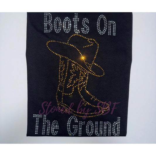 Boots on the Ground Rhinestone Bling Shirt