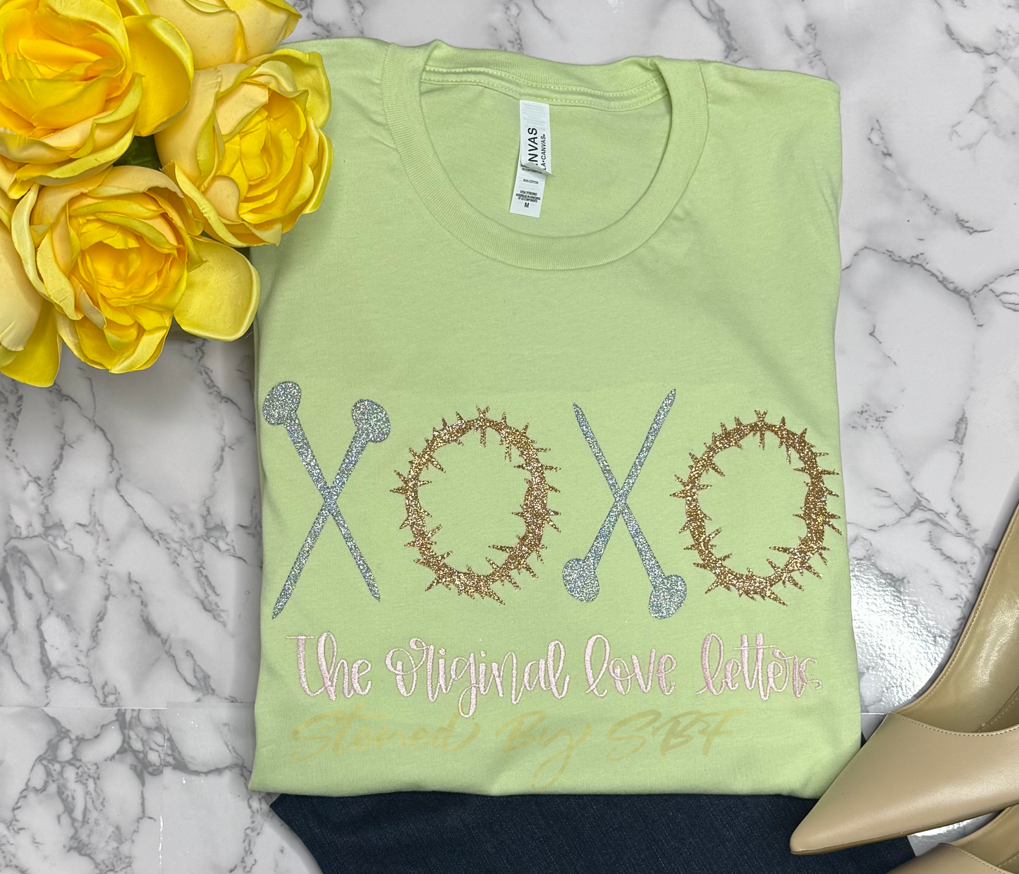 XOXO The Original Love Letters Embroidery Glitter Shirt