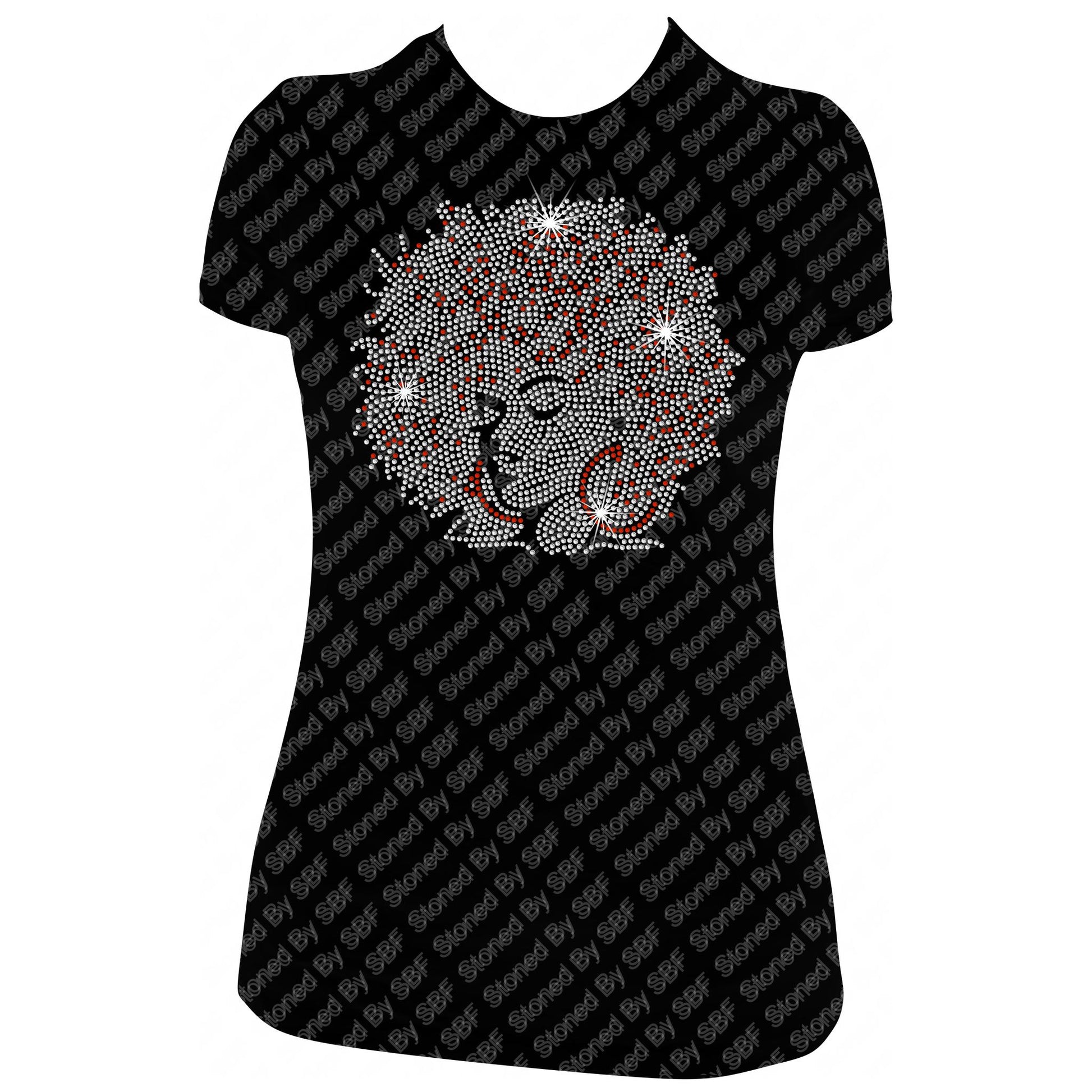Big Afro Woman Rhinestone Bling Shirt