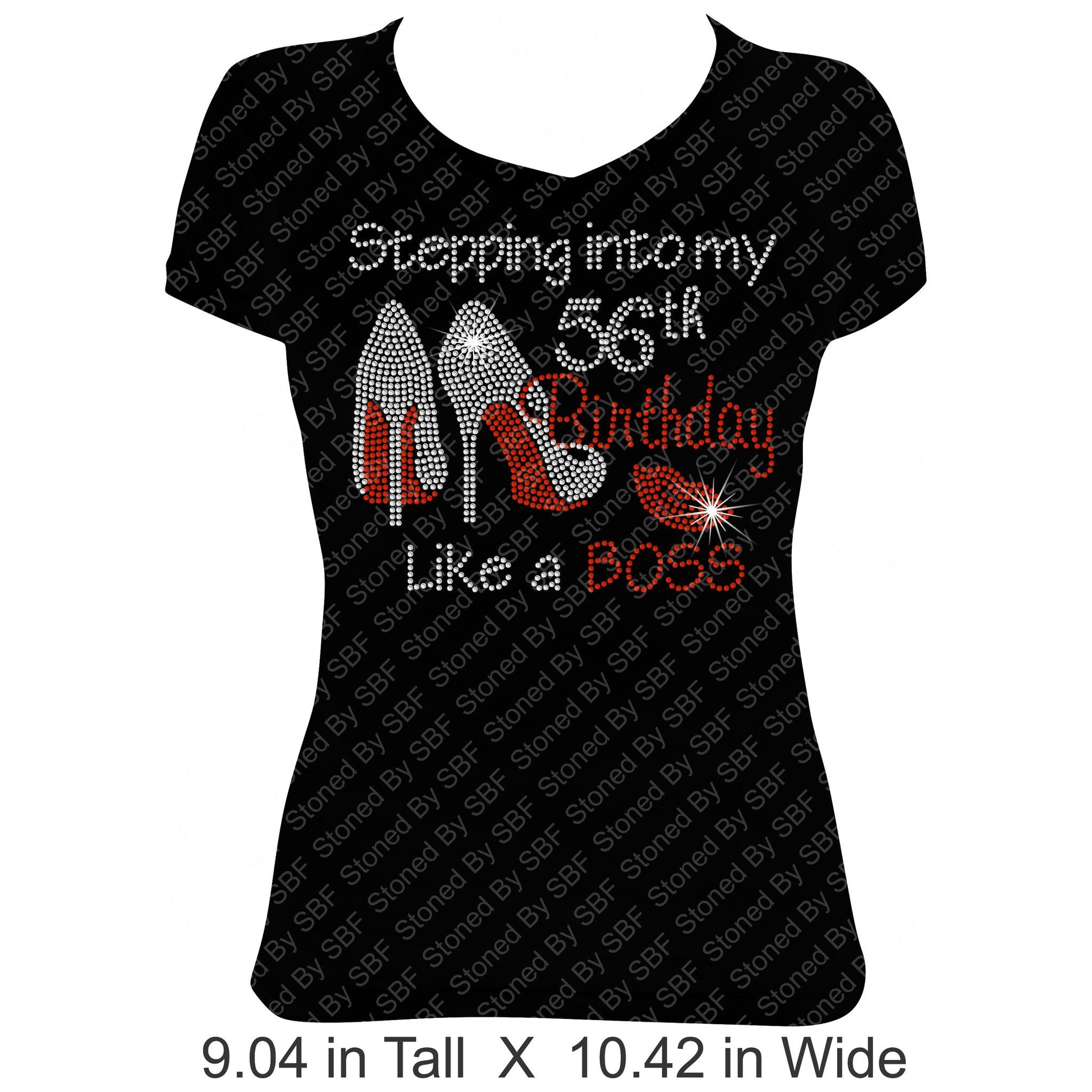 Stepping Into My (Custom - Choose Age) Birthday Like A Boss Rhinestone Bling Shirt