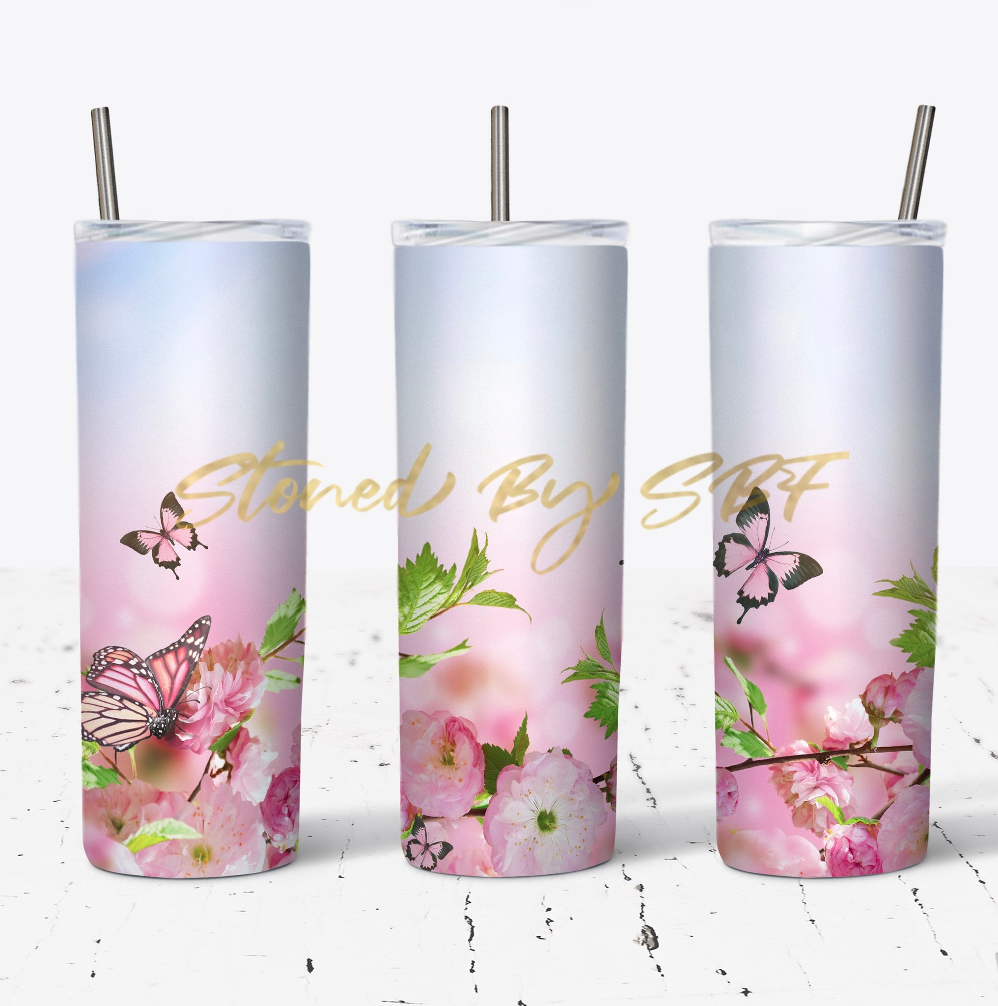 Floral Butterfly Hot and Cold Stainless Steel Tumbler