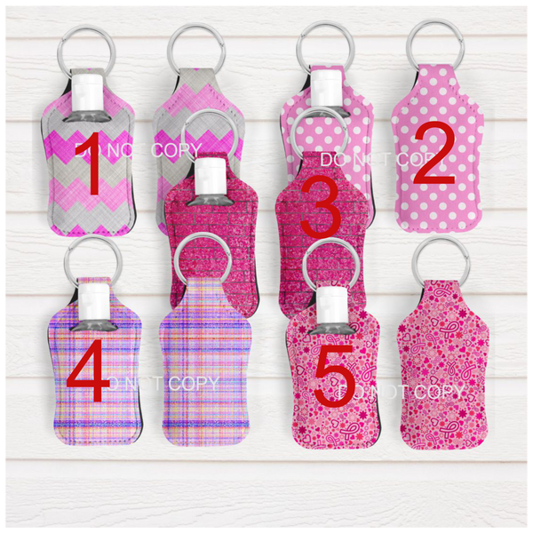 Pink with Monogram (choose cover design and mongram design - Hand Sanitizer Holder