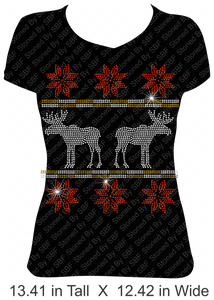 Ugly Sweater #3 - Moose & Poinsettia