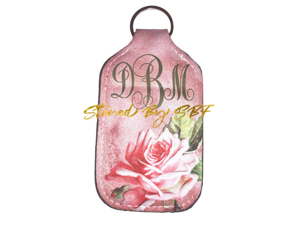 Floral with Monogram (choose cover design and monogram design - Hand Sanitizer Holder
