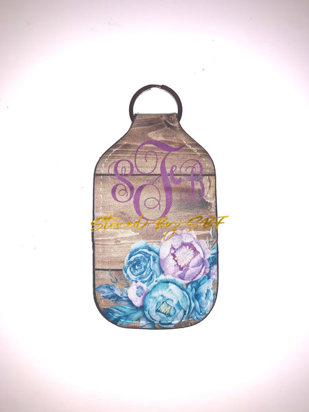 Floral with Monogram (choose cover design and monogram design - Hand Sanitizer Holder