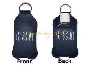 Navy and White with Initials - Hand Sanitizer Holder