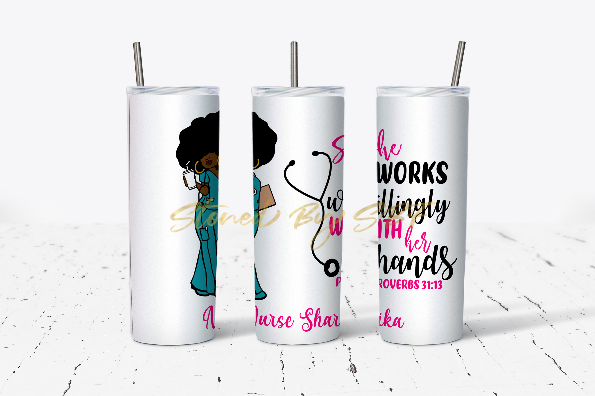 Nurse - She Works Willingly With Her Hands Hot and Cold Stainless Steel Tumbler