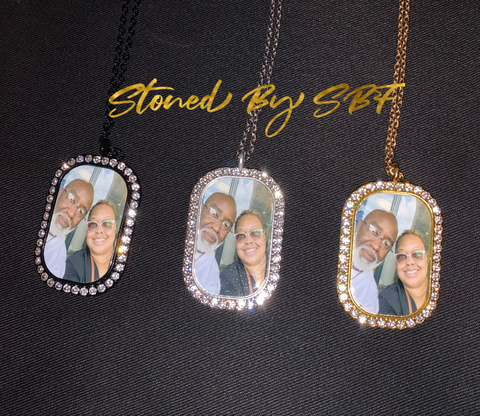 Rhinestone Dog Tag Necklace