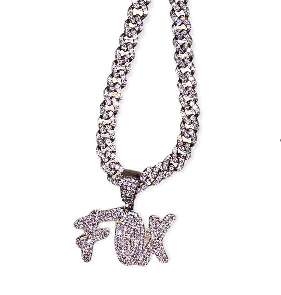 Custom Name - 9mm Cuban Link Chain Necklace with 18K Gold Plated Brushed Name