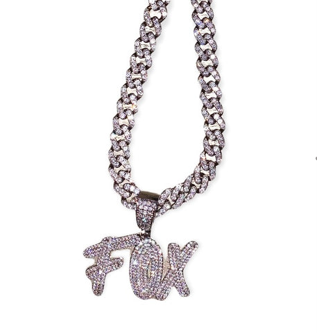 Custom Name - 9mm Cuban Link Chain Necklace with 18K Gold Plated Brushed Name