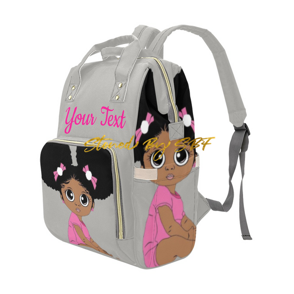 Little Girl in Pink Diaper Bag