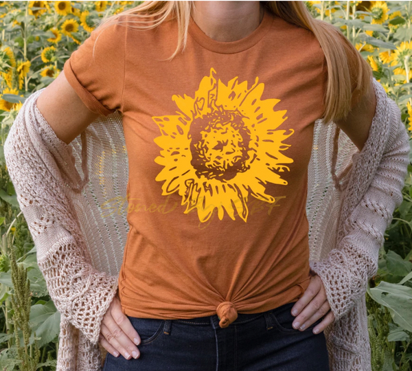 Distressed Sunflower (Gold Ink)