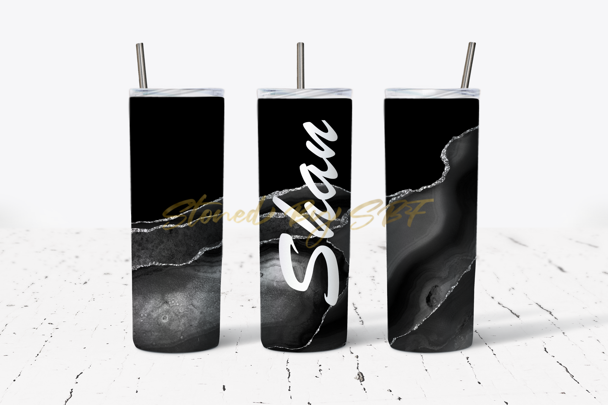 Agate Black and Silver - Hot and Cold Stainless Steel Tumbler