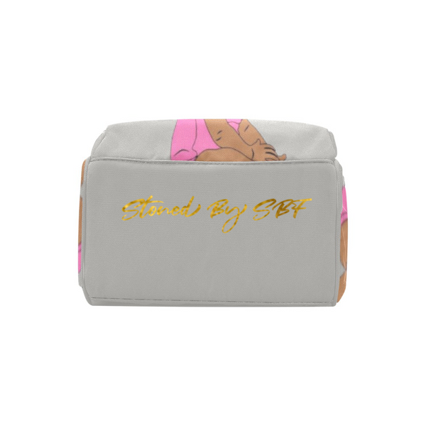 Little Girl in Pink Diaper Bag
