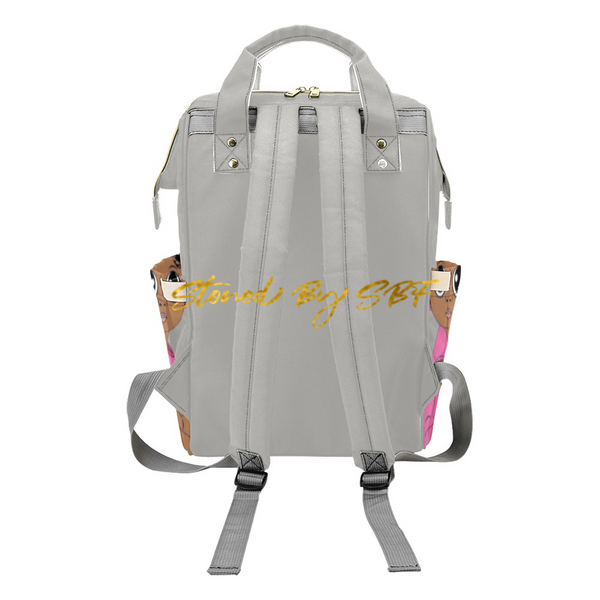 Little Girl in Pink Diaper Bag