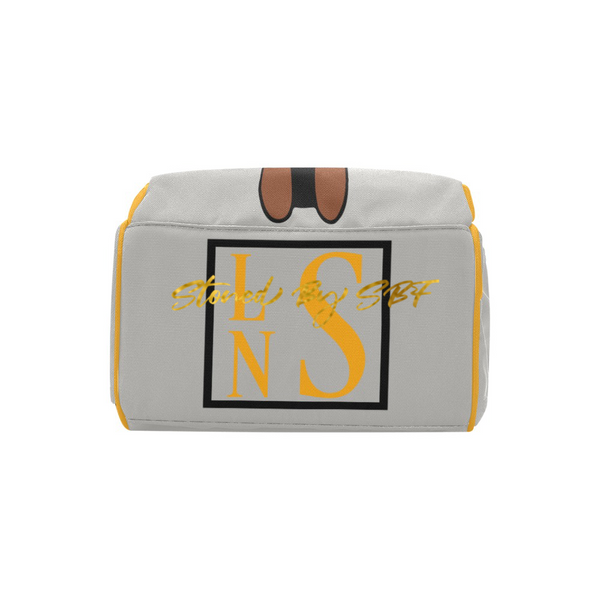 Little Boy Black and Gold Stacked Monogram Diaper Bag