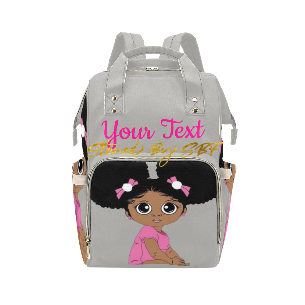Little Girl in Pink Diaper Bag