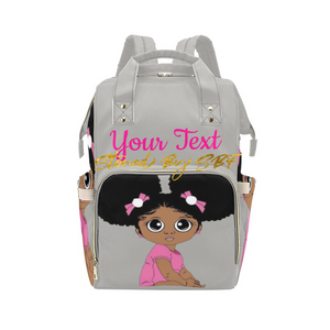 Little Girl in Pink Diaper Bag